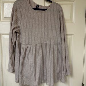 SHEIN Curve Beige Ribbed Knit Top